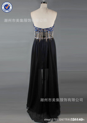 【廠家直供 2014年歐美新款抹胸釘珠晚禮服】價(jià)格,廠家,圖片,服裝加工,潮州市美集服飾-